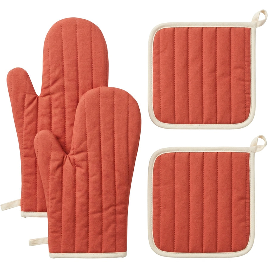 Novoa Oven Mitt and Pot Holder Set of 4 Burnt Coral